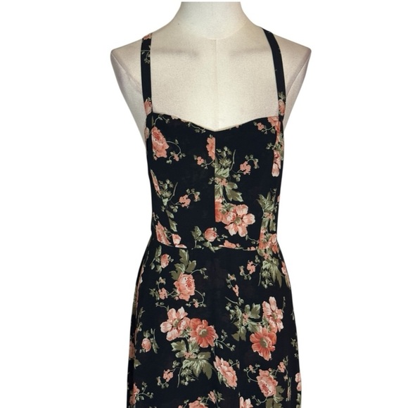 REFORMATION Giselle Dress Midi Floral‎ Black Pink Size S M Garden Party Date - Picture 8 of 10